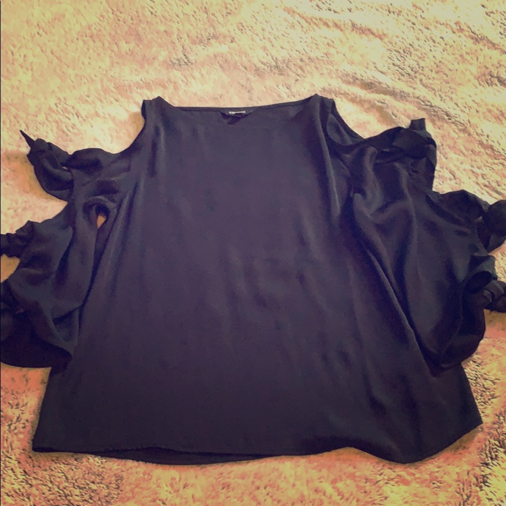 Black bow sleeve shirt